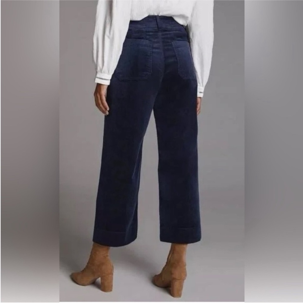 Anthropologie Maeve Colette Navy Blue Corduroy Cropped Wide Leg Pants size 29 - Picture 3 of 12